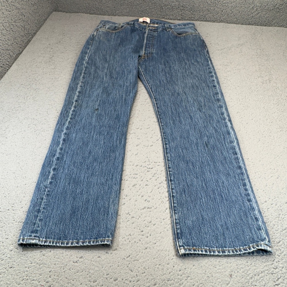 Levis 501 Jeans Mens 36x29 Blue Straight Leg Button Fly Denim Stonewash Original